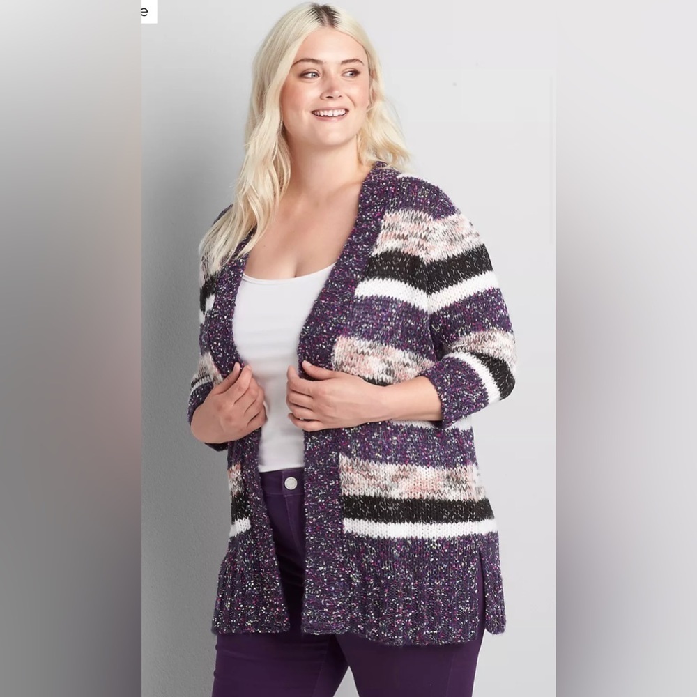 Striped Open-Front Cardigan Size 18/20